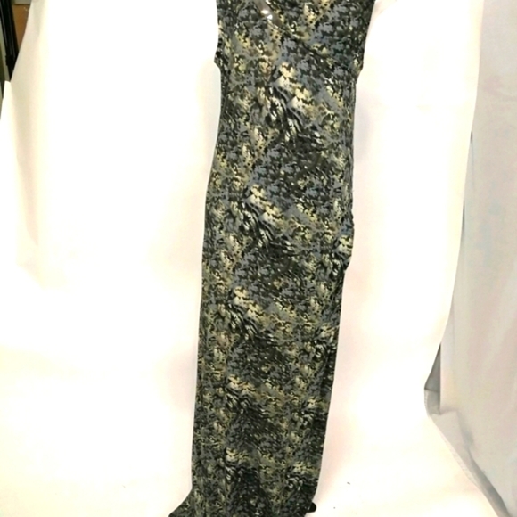 00s vintage fine gage jersey animal camo printed maxi gown with cutouts - Picture 9 of 14